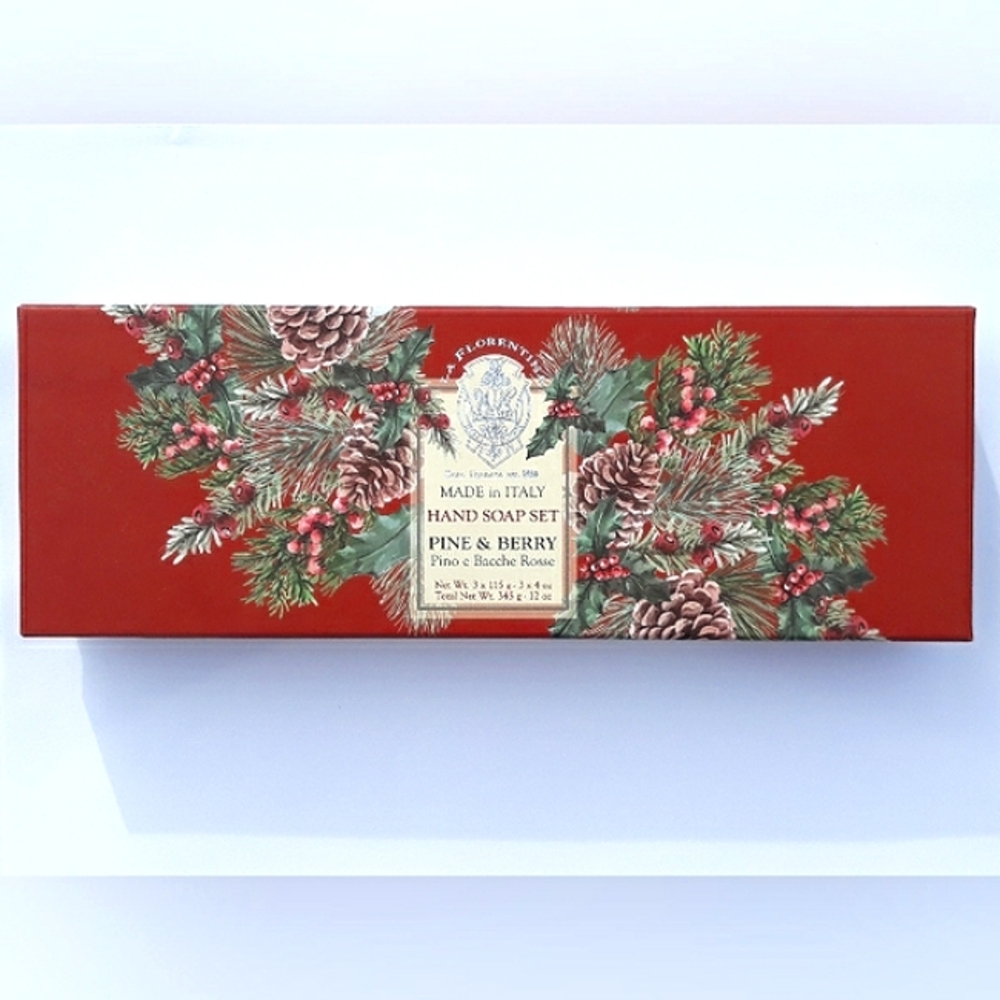 Three (3) Pine & Berry Soaps Gift Box Set (Made in Italy) by La Florentina
